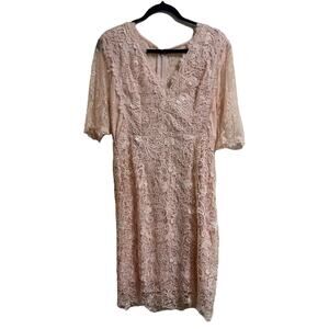 NEW Soieblu Soft Pink Lace Dress Romantic Feminine Formal Coquette Plus Size 1X